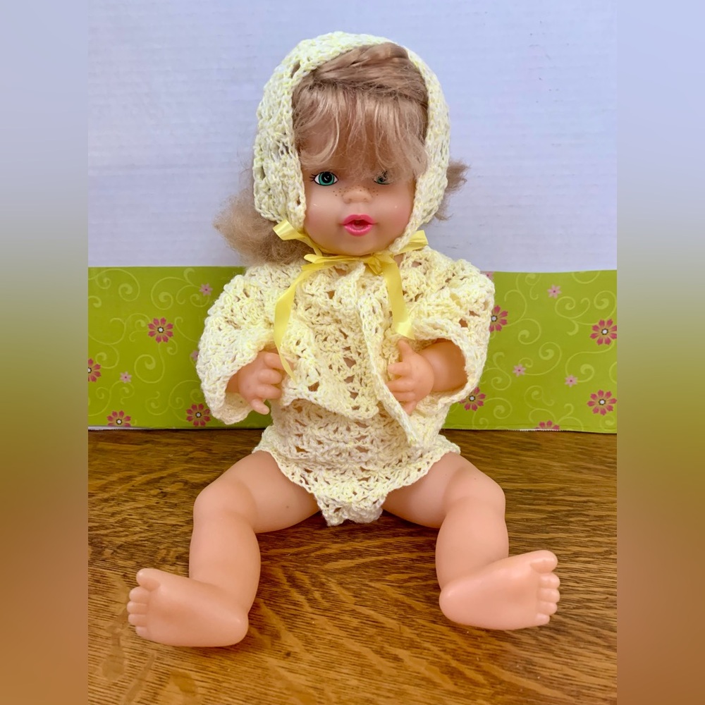 Vintage Horsman Doll 90s Drink And Wet Plastic 18” Freckles Green Eyes